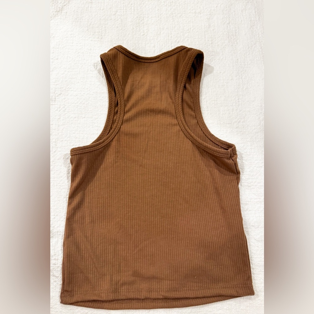 Brown Ribbed Tank Top - Picture 2 of 3
